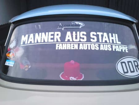 Aufkleber weiß "Männer aus Stahl" 80x13,5cm – Bild 2