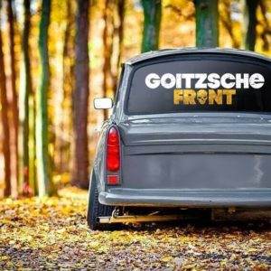 Aufkleber weiß-gold"Goitzsche Front" 80x20,5cm