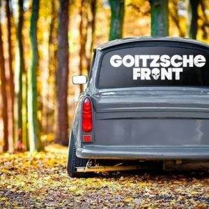 Aufkleber weiß "Goitzsche Front" 80x20,5cm